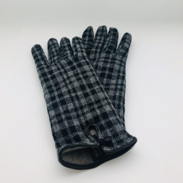 Gants cachemire carreaux noir/gris