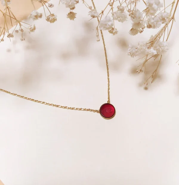 Collier Casrole Pierre plate Cornaline