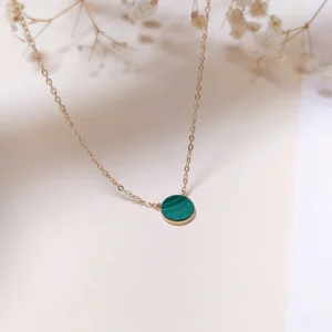 Collier Carole pierre plate Malachite