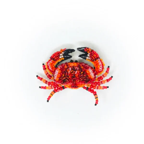 Broche crabe rouge