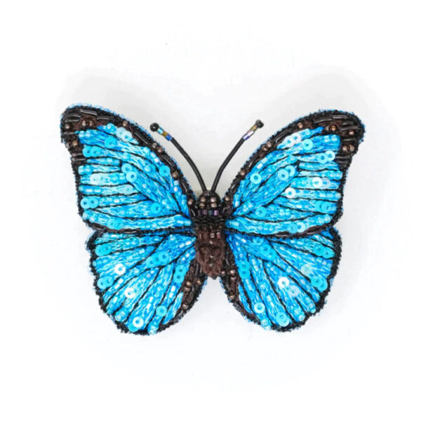 Broche papillon bleu