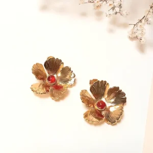 Boucles d'oreille Fleur Cornaline