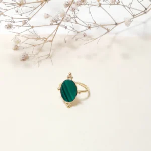 Bague pierre plate Talisman Malachite