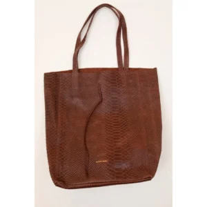 Sac cabas en cuir python marron