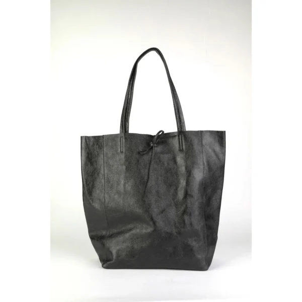 Sac cabas cuir irisé noir