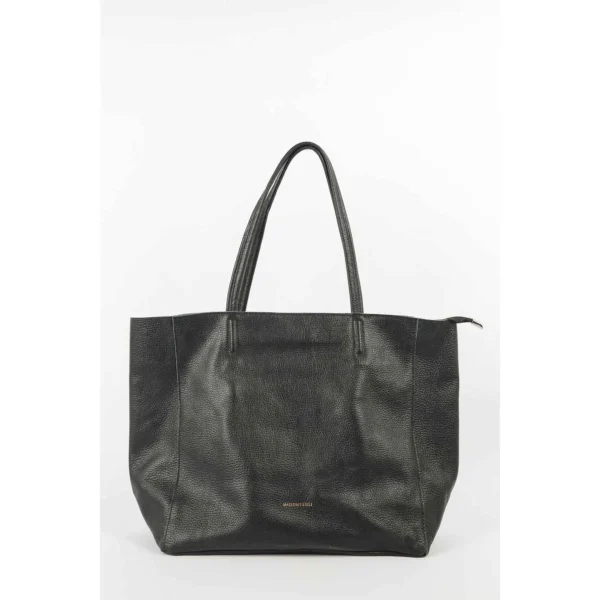 Sac cabas rectangle en cuir noir