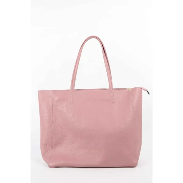 Sac cabas rectangle en cuir rose