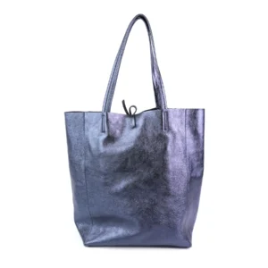 Sac cabas cuir irisé marine