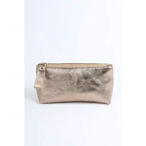 Petite pochette en cuir irisé doré