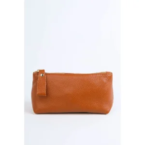 Petite pochette en cuir camel