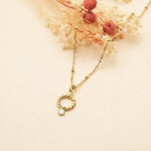 Collier Petit anneau nacre blanche