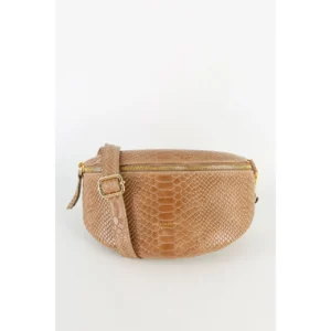 Banane cuir python taupe