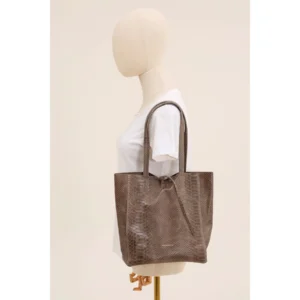 Petit cabas cuir python taupe
