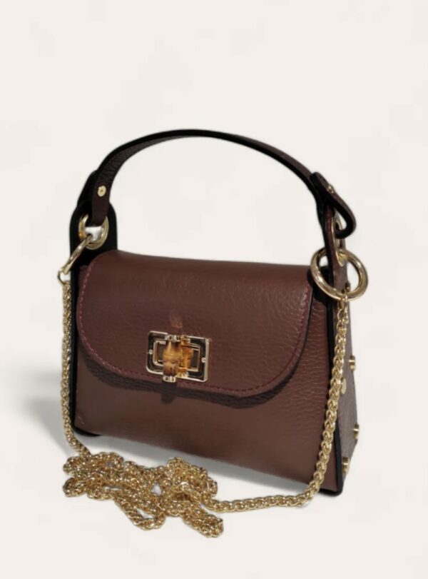 Petit sac Clous en cuir marron foncé