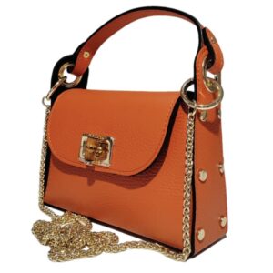 Petit sac Clous en cuir orange