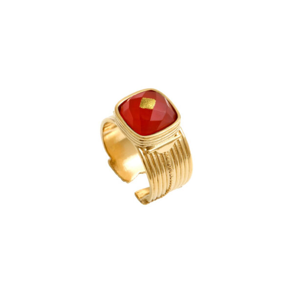 Bague ajustable cabochon Cornaline