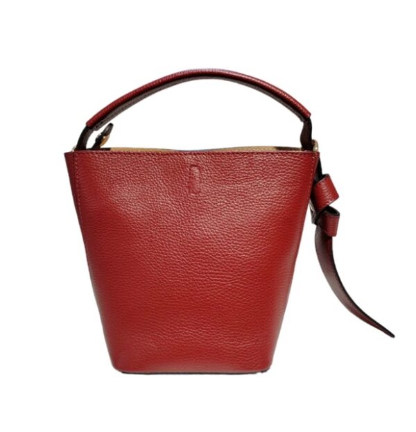 Sac seau en cuir bordeaux