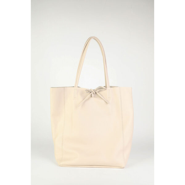 Sac cabas en cuir crème