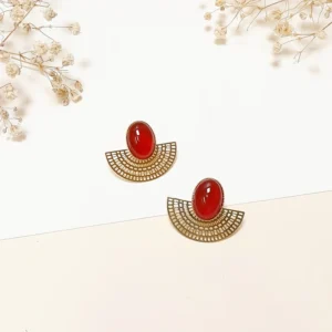 Bouclées d'oreilles non percées Aztèque Cornaline