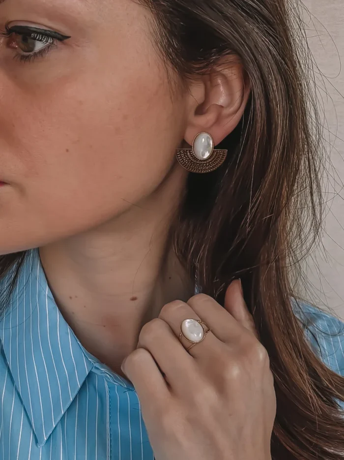Boucles d'oreilles Aztèques portées