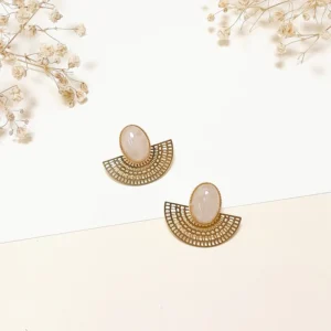 Boucles d'oreilles Aztèques quartz rose