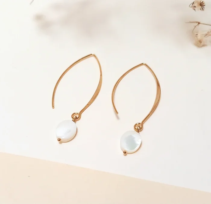 Boucles d'oreilles Dormeuses nacre