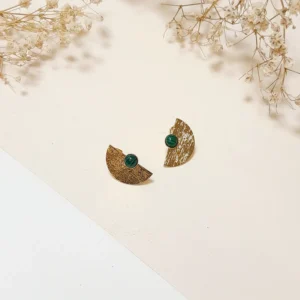 Boucles d'oreilles non percées Maia Malachite