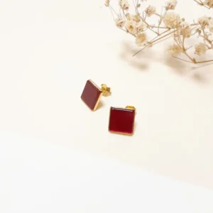 Boucles d'oreilles puces Art deco Cornaline
