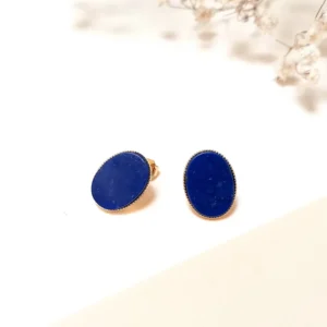 Boucles Puces ovales Lapis Lazuli